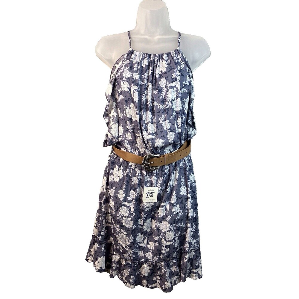 NWT Wallflower Sun Dress Womens XL Floral w/Belt Fairy Western Boho Gauzy Ruffle